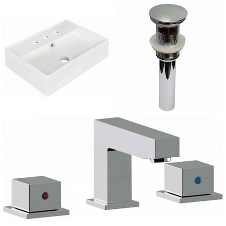 19.75-in. W Above Counter White Vessel Set For 3H8-in. Center Faucet